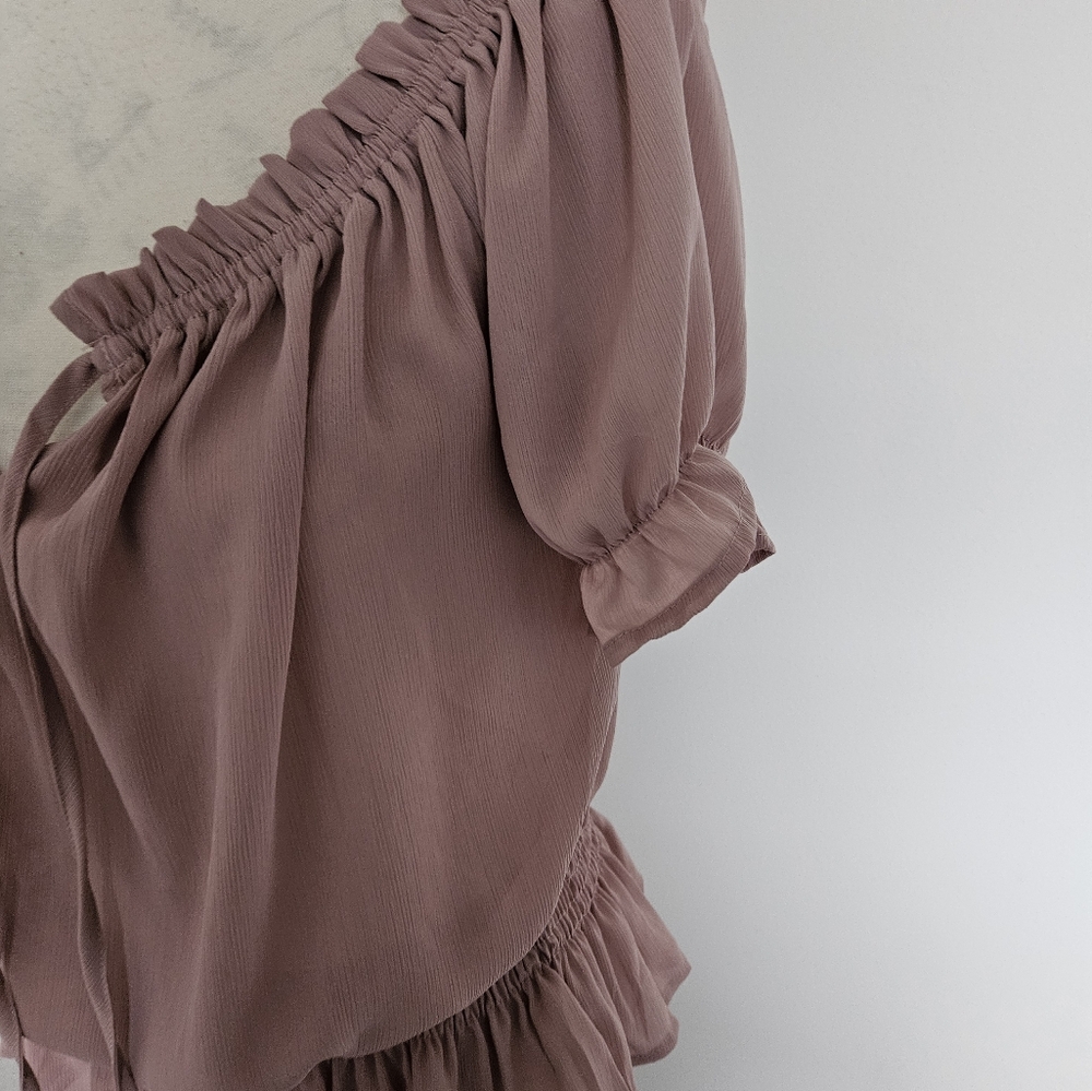🌼bohemian blush ruffle blouse short sleeves size small 🌼 - Picture 4 of 6